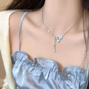 Elegant Silver Butterfly Pendant Necklace